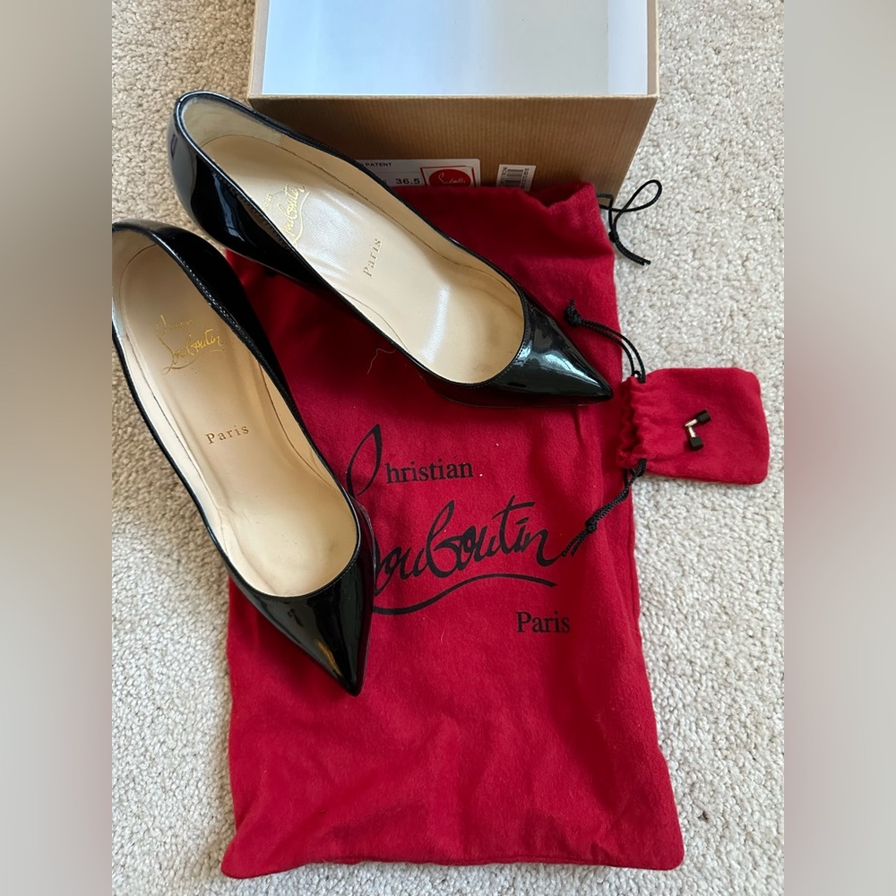 Christian Louboutin 36.5 Pigalle Follies 85mm Black Patenet
